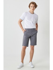 AC&Co / Altınyıldız Classics Men's Gray Slim Fit Slim Fit Dobby 100% Cotton Casual Chino Shorts