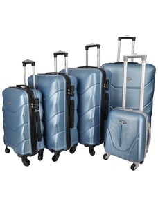 RGL Pětidílná sada cestovních plastových kufrů Sonrado, metalická modrá