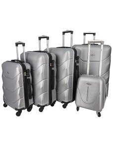 RGL Pětidílná sada cestovních plastových kufrů Sonrado, stříbrná
