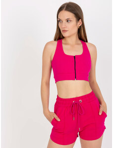 RUE PARIS FUCHSIOVÝ CROP TOP NA ZIP -FUCHSIA Tmavě růžová