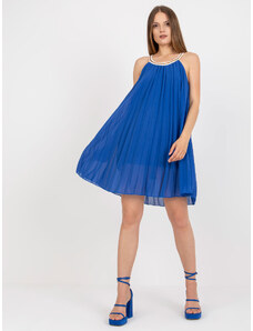 Fashionhunters Tmavě modré vzdušné šaty jedné velikosti na léto