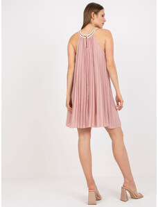 Fashionhunters Prašně růžové jednovelikostní letní šaty bez rukávů