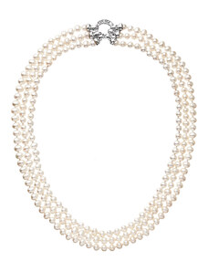 Evolution Group s.r.o. Perlový náhrdelník třířadý z pravých říčních perel bílý 22035.1