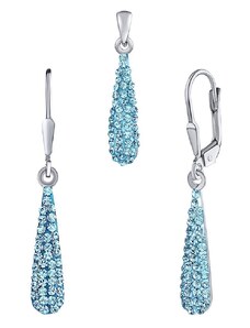 Silvego Stříbrná souprava šperků kapky 22 mm se Swarovski Crystals modré
