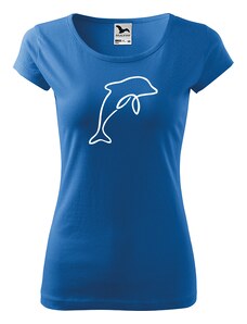 Roni Syvin + Adler/Malfini Ručně malované dámské bavlněné tričko - Jednotahový delfín