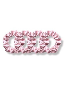 MURU Úzká scrunchie gumička - Pudrově růžová 4 ks