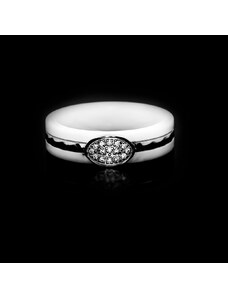 Dámský prsten White - Chirurgická ocel se šperkařskou keramikou a zirkony