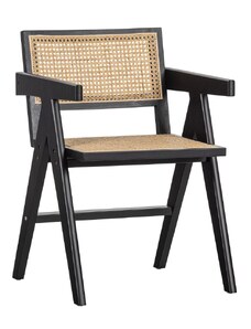 Hoorns Černá borovicová jídelní židle Ginniena s výpletem