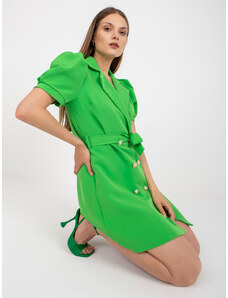 Fashionhunters Světle zelené elegantní koktejlové šaty s krátkým rukávem