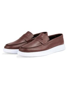 Ducavelli Trim Genuine Leather Men's Casual Shoes. Loafers, Lightweight Shoes, Summer Shoes Brown.