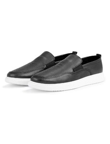 Ducavelli Seon Genuine Leather Men's Casual Shoes, Loafer Shoes, Summer Shoes, Lightweight Shoes Black