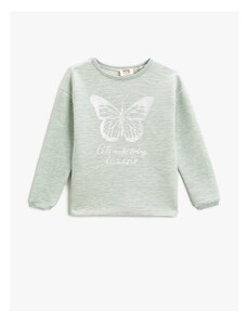 Koton Butterfly Printed Sweatshirt Crew Neck Long Sleeved