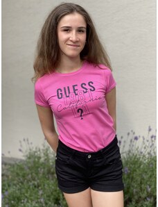 Dívčí tričko s krátkým rukávem GUESS, růžové s nápisem