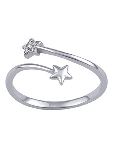 Silvego Stříbrný otevřený univerzální prsten Algo s Brilliance Zirconia