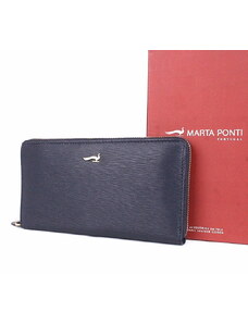 Luxusní celozipová kožená peněženka Marta Ponti P002 tmavěmodrá
