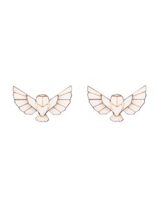 BeWooden Dřevěné náušnice Snowy Owl Earrings