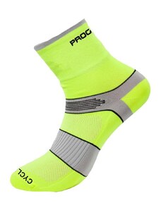 PROGRESS CYCLING HIGH SOX cyklistické ponožky neon žlutá/šedá