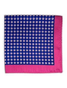Kolem Krku Modrý kapesníček do saka Dots s růžovými puntíky