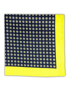 Kolem Krku Tmavě modrý kapesníček do saka Dots se žlutými puntíky