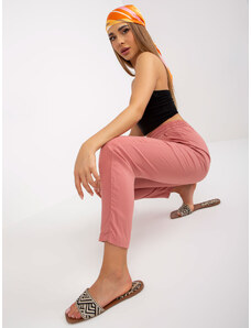 Fashionhunters Tmavě růžové rovné kalhoty na léto s kapsami SUBLEVEL
