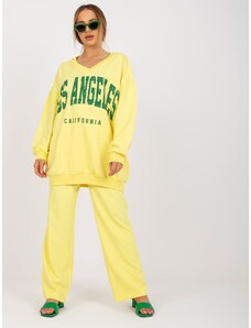 Fashionhunters Žlutá a zelená mikina s bavlněným potiskem