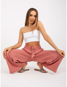 Fashionhunters Tmavě růžové látkové kalhoty se širokou nohavicí SUBLEVEL