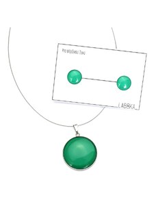 Laboka Set smaragdový - náušnice + náhrdelník