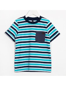 MUFFIN MODE Chlapecké pruhované tričko s kapsou, modré