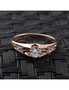 Victoria Filippi Zásnubní pozlacený prsten Pellegrino s 3ct čirým zirkonem