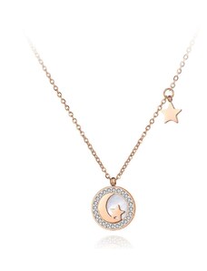 Victoria Filippi Stainless Steel Ocelový náhrdelník se zirkony Moon&Star - chirurgická ocel
