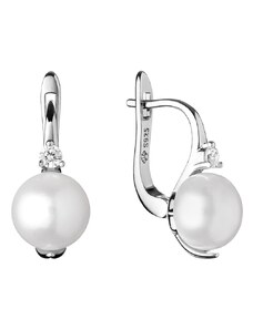 Gaura Pearls Stříbrné náušnice s řiční perlou a zirkony Sarah, stříbro 925/1000