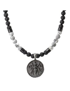 Manoki Pánský náhrdelník Dión - lávový kámen, jaspis, starožitná mince
