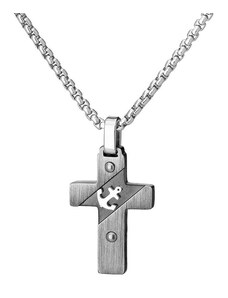Manoki Pánský ocelový náhrdelník Guillermo Silver - chirurgická ocel, kříž