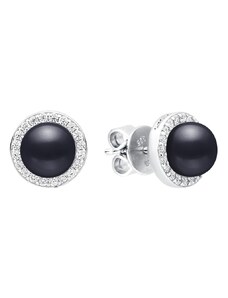 Gaura Pearls Stříbrné náušnice s černou 6-6.5 mm perlou Armonda, stříbro 925/1000