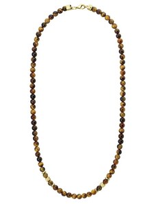 Manoki Pánský korálkový náhrdelník Christian Gold - 6 mm přírodní Tygří oko