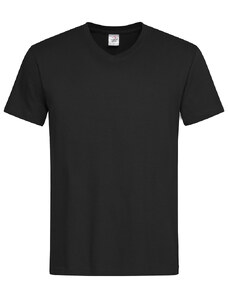 Pánské tričko Classic s výstřihem do V - Černá