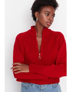 Trendyol Red Stand-Up Collar Knitwear Sweater