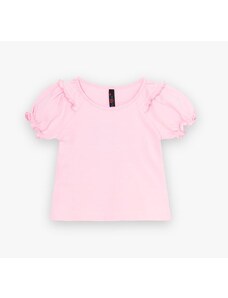 MUFFIN MODE Dívčí tričko s krátkými nabíranými balónovými rukávy, světlé růžové