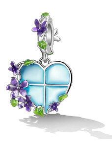 Royal Fashion stříbrný visací přívěsek Květované okno lásky SCC2323