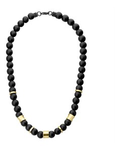 Manoki Pánský korálkový náhrdelník Joaquin Gold - 10 mm černý Onyx