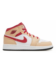 Air Jordan 1 Mid Light Curry Cardinal Red