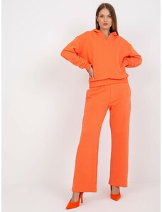 Fashionhunters Základní oranžová mikina s širokými nohavicemi