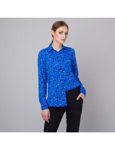 Willsoor Dámská košile modré barvy s černobílým geometrickým vzorem 13750