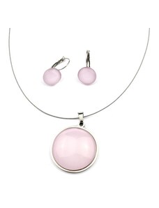 Laboka Set světle růžový - visací náušnice + náhrdelník