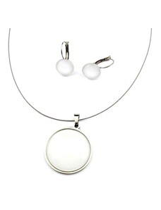 Laboka Set bílý - visací náušnice + náhrdelník