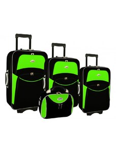 Rogal Zeleno-černá sada 4 cestovních kufrů "Standard" - vel. S, M, L, XL