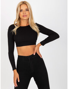 RUE PARIS ČERNÝ CROP TOP S HOLÝMI ZÁDY --BLACK Černá