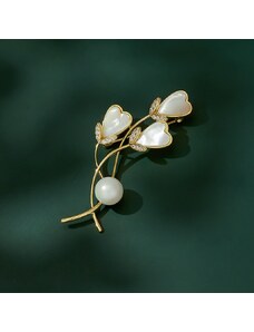 Éternelle Brož s perlou a zirkony Orlanda - tulipán