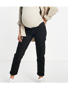 ASOS Maternity ASOS DESIGN Maternity relaxed mom jeans in black with elasticated side waistband