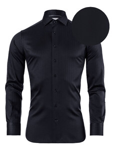 Vincenzo Boretti luxusní černá košile rybí kost SF811